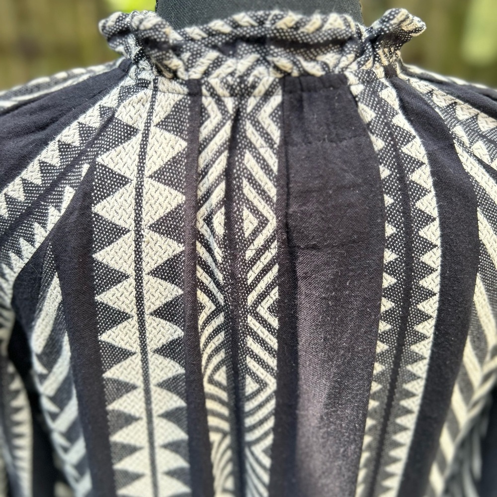 Anthropologie Dominique Tunic Dress Sz XS Maeve Black White Tribal Print - Picture 6 of 10